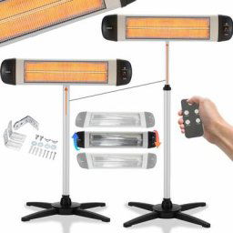 Chauffage radiant infrarouge Radiateur électrique 2500 w télécommande 3 niveaux fixation murale