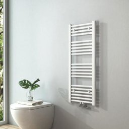 Radiateur à eau chaude Sèche-serviettes Raccordement central - Blanc 100x40 cm 356Watts - S'afielina