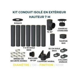 Kit conduit isole en exterieur - 7 mètres 130 - Noir