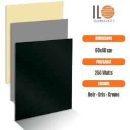Radiateur électrique mural panneau rayonnant en verre extra plat 60x40 cm Couleur - Creme