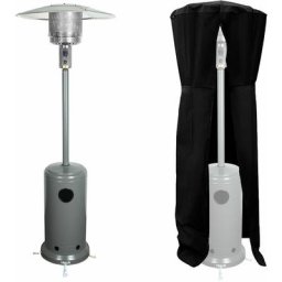 Parasol chauffant oslo - chauffage d'extérieur gaz - acier gris + housse - Gris