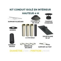Kit conduit isole en interieur - 4 mètres 100 - Noir