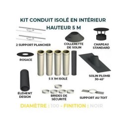 Kit conduit isole en interieur - 5 mètres 100 - Noir