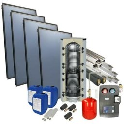 Le Sanitaire - Set solaire 4Plus® toit plat 800 litres eau fraîche serpentin 4 capteurs
