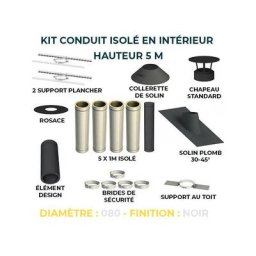 Kit conduit isole en interieur - 5 mètres 80 - Noir