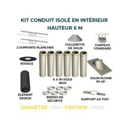 KIT CONDUIT ISOLE EN INTERIEUR - 6 MÈTRES 100 - Inox