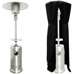 Parasol chauffant oslo - chauffage d'extérieur gaz - acier inox + housse et table - Gris