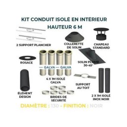 Kit conduit isole en interieur - 6 mètres 130 - Noir