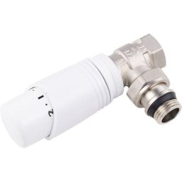 Robinet de radiateur thermostatique équerre 15x21 design Noyon&thiebault nickelé/blanc