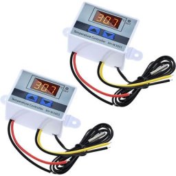 Lot de 2 modules de contrôle de température numérique led avec sonde étanche, thermostat de