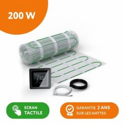 EcoPRO-200 Kit carrelage, pierre, chape 200 W/m² + Thermostat tp 750 Tactile Noir 5.0 m²