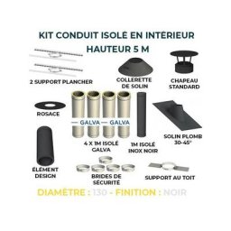 Kit conduit isole en interieur - 5 mètres 130 - Noir