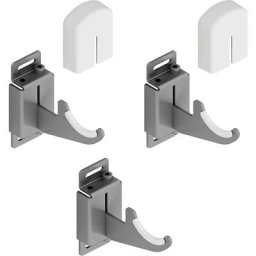 Trois supports muraux pour radiateurs en aluminium, avec réglage vertical/horizontal et sécurité
