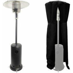 Parasol chauffant oslo - chauffage d'extérieur gaz - acier noir + housse - Noir