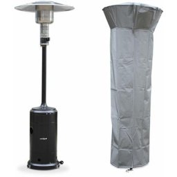 Chauffage d'extérieur gaz 12.5kW - Finland - Parasol chauffant noir. réglable. porte en façade.