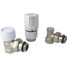 Kit équerre nickelé 1/2 : robinet thermostatique + coude de réglage - na