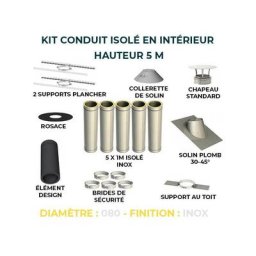 Kit conduit isole en interieur - 5 mètres 80 - Inox