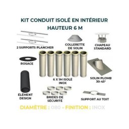 Kit conduit isole en interieur - 6 mètres 80 - Inox