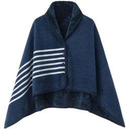 Femme Poncho Polaire Sweat Plaid Châle Polaire Cape Chaud d'hiver avec Boutons Couverture à Carreaux