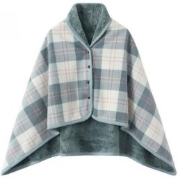 Femme Poncho Polaire Plaid Châle Polaire Cape Chaud d'hiver avec Boutons Couverture à Carreaux