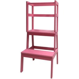 Toboli - Tour d'apprentissage Rose Bois 43x40x91cm Tour d'bservation Enfant Sécurité Chaise haute