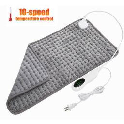 Coussin Chauffant Électrique 60x30cm, Heating Pad Lavable avec 10 Niveaux de Température et 3