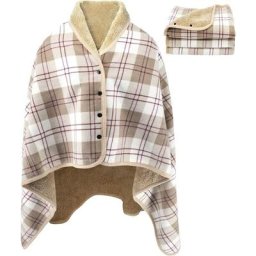 Poncho Polaire Femme Hiver Chaud Cape d'hiver avec Boutons Cape Épaissie Elégant Couverture à