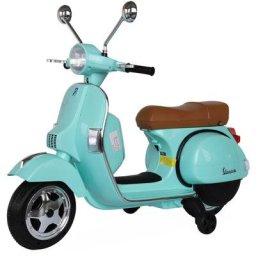 Vespa vert d'eau PX150. scooter électrique pour enfants 12V 4.5Ah. 1 place avec autoradio - Vert