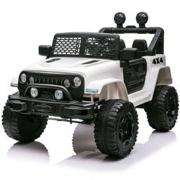 LBF Voiture électrique 12V - Télécommande 2,4 G, 2 moteurs, 3-5 km/h avec klaxon, lumières LED,