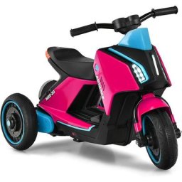 Scooter Électrique 6V pour Enfants 3+ Ans, avec 3 Roues, Effet Sonore et Lumineux, Style Futur,