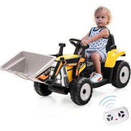 Tractopelle Electrique Enfants 12V avec Godet de Creusement Réglable,Véhicule de Construction avec