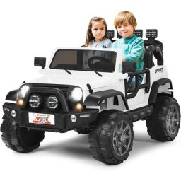 COSTWAY Voiture Électrique 12V pour Enfants 3+ Ans, 2 Places, Télécommande 2.4G, Lumières LED et