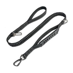 Laisse pour Gros Chien Anti-Traction (1.65 M)【Ceinture de Sécurité】 Absorption de Choc + Couture
