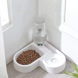 2 in 1 Distributeur de Nourriture Eau Fontaine Automatique pour Animaux, Anti Débordement Abreuvoir