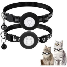 Collier pour chat Air Tag 2 pièces, réglable, réfléchissant, avec boucle de sécurité détachable et