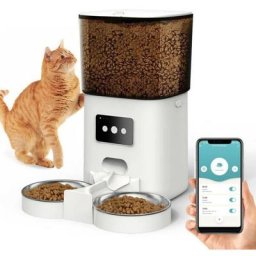 Lexlife - Distributeur de croquettes avec 2 bols pour 2 Chien Chat 6L contrôle app Automatique