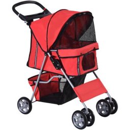 Poussette buggy pliable animaux chariot pliant chien chat porte-gobelet panier de rangement inclus