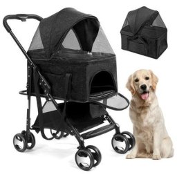 Yolandaha - Poussette pour Chien Pliable 4 Roues avec Freins Tissu Oxford 600D Imperméable avec