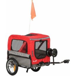 Pawhut - Remorque vélo jogger 2 en 1 pour animaux drapeau roue avant pivotante réflecteurs et barre