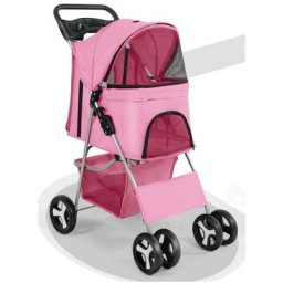 Poussette Buggy Pliable pour Chien 4 Roues Tissu 600D Oxford Imperméable avec Panier de Rangement