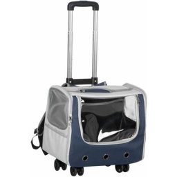 Sac à dos sac de transport à main trolley chariot sur roulettes 3 en 1 pour chien chat - pliable,