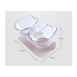 Double Bol de Chat, Gamelle Aliments Antidérapant avec Support en Plastique pour Les Chats et Petit