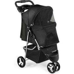 Poussette Buggy Pliable Pour Chien 3 Roues Tissu 600D Oxford Imperméable avec Panier de Rangement