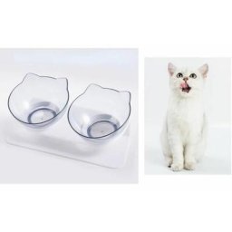 Gamelle pour Chat Double Bol à Nourriture ou Eau pour Chat Chien Animaux de Compagnie 28x13x15cm