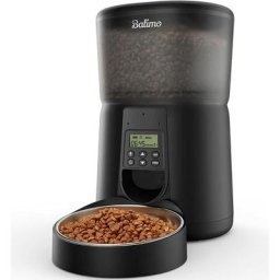 Balimo Paul 4L Distributeur Croquettes Chat Automatique,Bol en Acier Inoxydable pour Animaux