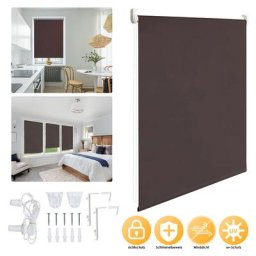Store enrouleur occultant thermique à traction latérale sans perçage (70 x 200 cm, brun) - brun