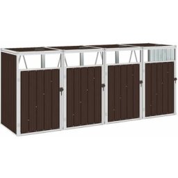 Elegant-Stil Abri de poubelle quadruple Marron 286x81x121 cm Acier,pour Salon/Jardin,Montage