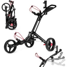 Relax4life - Chariot de Golf à 3 Roues Pliant avec Tableau de Bord,Porte-Parapluie,Chariot de Golf
