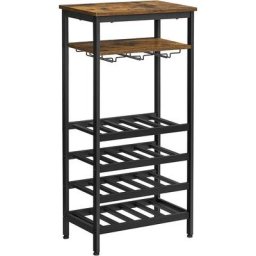 Vasagle Étagère à vin 20 Bouteilles, Porte-Bouteille, Présentoir à vin, avec Porte-Verres, pour