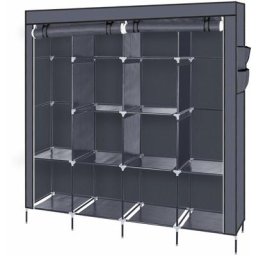 Armoire à Vêtements 67' Armoire de Rangement Portable pour Vêtements 12 Etagères 4 Poches Latérales